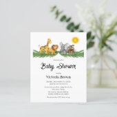 Budget Safari Animals Baby Shower Invitation (Stehend Vorderseite)