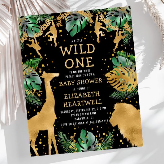 Budget Safari Baby Duwer Black Gold Einladung