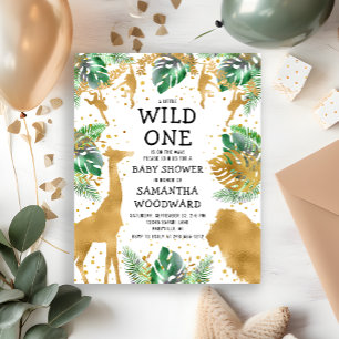 Budget Safari Baby Shower Gold Green Einladung