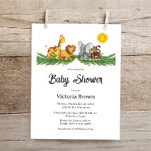 Budget Safari Tiere Baby Shower Einladung