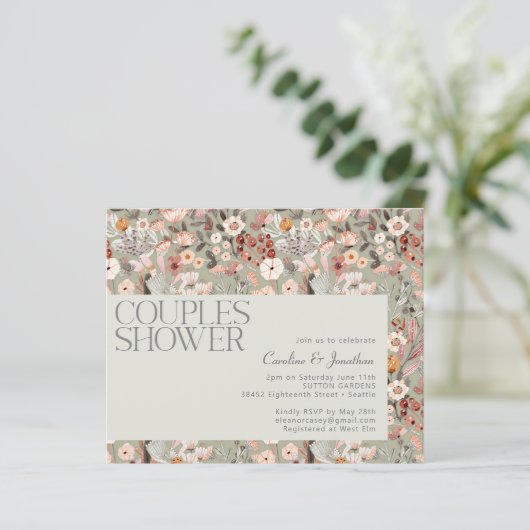 Budget Sage Botanical Boho Paare Dusche einladen (Stehend Vorderseite)