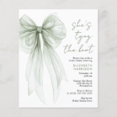 Budget Sage Bow Watercolor Brautparty Einladung (Vorderseite)