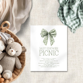 Budget Sage Gingham Bow Baby Shower Picnic