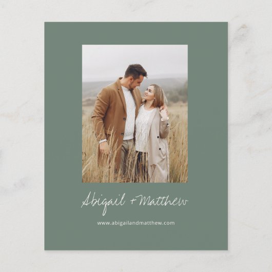 Budget Sage Green Boho Simple Wedding Einladung Flyer (Hinten)