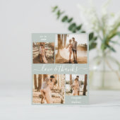 Budget Sage Green Foto Hochzeit Vielen Dank Flyer (Stehend Vorderseite)