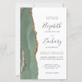 Budget Sage Green Gold Agate Wedding (Vorderseite)
