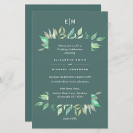 BUDGET Sage Green Green Blätter Wedding Einladung