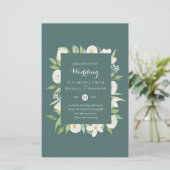 BUDGET Sage Green Magnolia Floral Wedite einladen (Stehend Vorderseite)