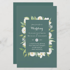 BUDGET Sage Green Magnolia Floral Wedite einladen