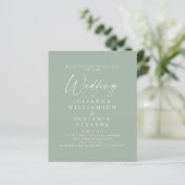 Budget Sage Green Minimalistisch Script Wedite Ein (Stehend Vorderseite)