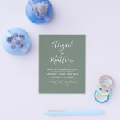 Budget Sage Green Modern Foto Hochzeit Einladung Flyer (Einzeln)