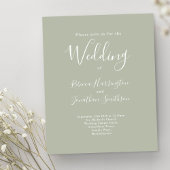 Budget Sage Green Modern Wedding RSVP Einladung