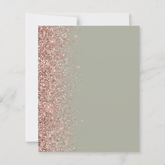 Budget Sage Green Rose Gold Glitzer Hochzeit (Rückseite)