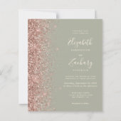 Budget Sage Green Rose Gold Glitzer Hochzeit (Vorderseite)