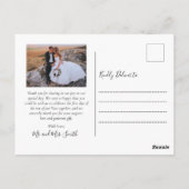 Budget Sage Green Script Foto Hochzeit Vielen Dank Postkarte (Rückseite)