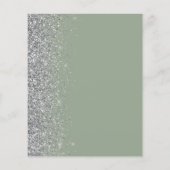 Budget Sage Green Silver Glitzer Hochzeit Einladun (Rückseite)