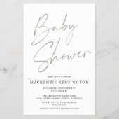 Budget Sage Green Simple Script Baby Dusche FLYER (Vorne)