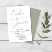 Budget Sage Green Simple Script Baby Dusche FLYER