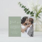 Budget Sage Green Wedding Danke Foto (Stehend Vorderseite)