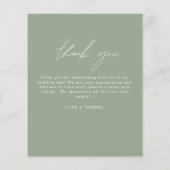 Budget Sage Green Wedding Danke Foto (Rückseite)