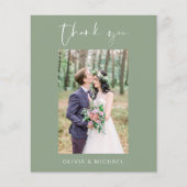 Budget Sage Green Wedding Danke Foto Flyer (Vorne)