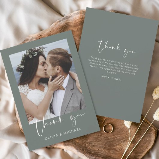 Budget Sage Green Wedding Dankeschön Karte