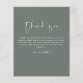 Budget Sage Green Wedding Dankeschön Karte (Rückseite)