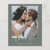 Budget Sage Green Wedding Dankeschön Karte (Vorderseite)