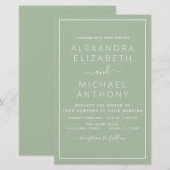 Budget Sage Green Wedding Moderne Einladung (Vorne/Hinten)
