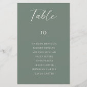 Budget Sage Green Wedding Seating Chart Table Card (Vorderseite)