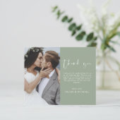 Budget Sage Green Wedding Vielen Dank Foto Card (Stehend Vorderseite)