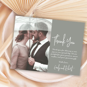 Budget Sage Green Wedding Vielen Dank Foto Card