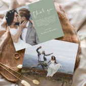 Budget Sage Green Wedding Vielen Dank Foto Card
