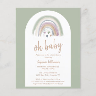 Budget Sage Grün Boho Bogen Babyshower-Einladung