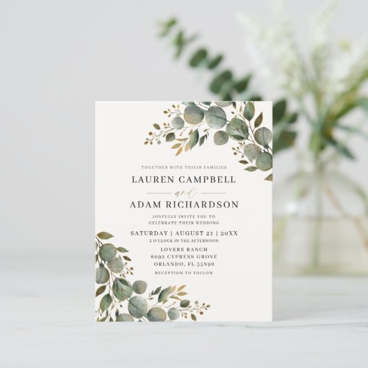 Budget-Sage-Grün-Wasserfarbe-Botancial-Hochzeit (Stehend Vorderseite)