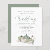 Budget Sage Pumpkins Florals QR Wedite Einladung (Vorne/Hinten)