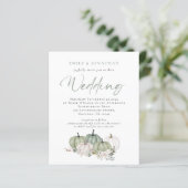 Budget Sage Pumpkins Florals QR Wedite Einladung (Stehend Vorderseite)