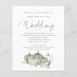 Budget Sage Pumpkins Florals QR Wedite Einladung