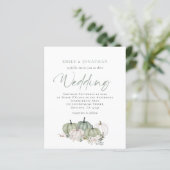Budget Sage Pumpkins Florals Wedite Einladung (Stehend Vorderseite)