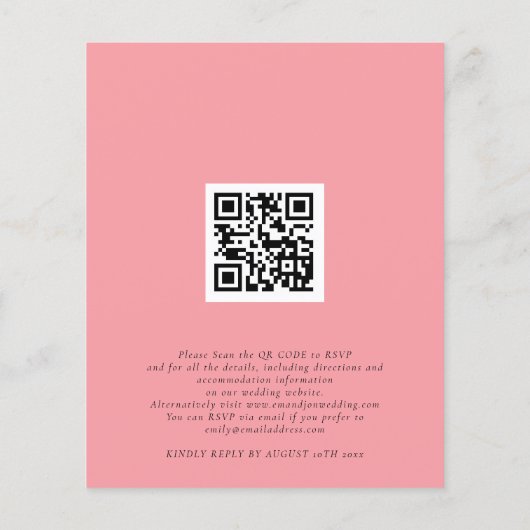 Budget Sakura QR Code Hochzeit Einladung (Rückseite)