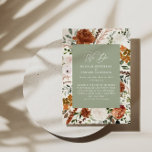 Budget Salbei grüne botanische Hochzeit Details ei<br><div class="desc">Budget rustikale Aquarellblumen Hochzeit einladen und Details Karte. Mit schönem Rost,  Terrakotta,  rot-rosa,  schwarz und schlängelgrüne Pampas Gras Eukalyptus Aquarell Details. Diese moderne Hochzeitsfeier lädt zum Set des Stils für Ihren großen Tag ein.</div>