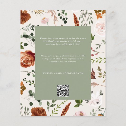Budget Salbei grüne botanische Hochzeit Details ei Flyer (Hinten)