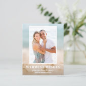 Budget Sand and Sea Beach Foto Weihnachtskarten (Stehend Vorderseite)