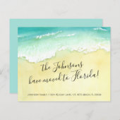 Budget Sandy Beach Ocean Waves New Address Card (Vorne/Hinten)