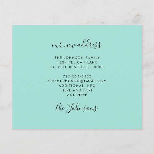 Budget Sandy Beach Ocean Waves New Address Card (Rückseite)