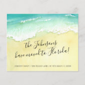 Budget Sandy Beach Ocean Waves New Address Card (Vorderseite)