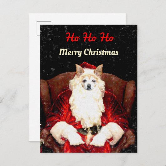 Budget Santa Chihuahua Dog Red Funny Niedlich Holi Postkarte (Vorne/Hinten)