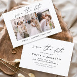 Budget Save the Date 3 Foto Elegante Moderne<br><div class="desc">Budget Modernes und elegantes Landschaftsbild Horizontal Drei (3) Foto Save the Date Hochzeitsmagnet mit handgeschriebener Schrift Typografie. Der Save the Date einladende Magnet beinhaltet Skripttypografie und schick und schlichtes Design,  mit dem Sie Ihre individuelle Verlobung Fotografie hinzufügen können.</div>