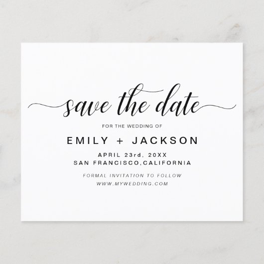 Budget Save the Date 3 Foto Elegante Moderne Flyer (Hinten)