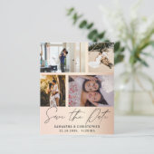 Budget Save the Date 4 Foto Rose Gold Einladung (Stehend Vorderseite)
